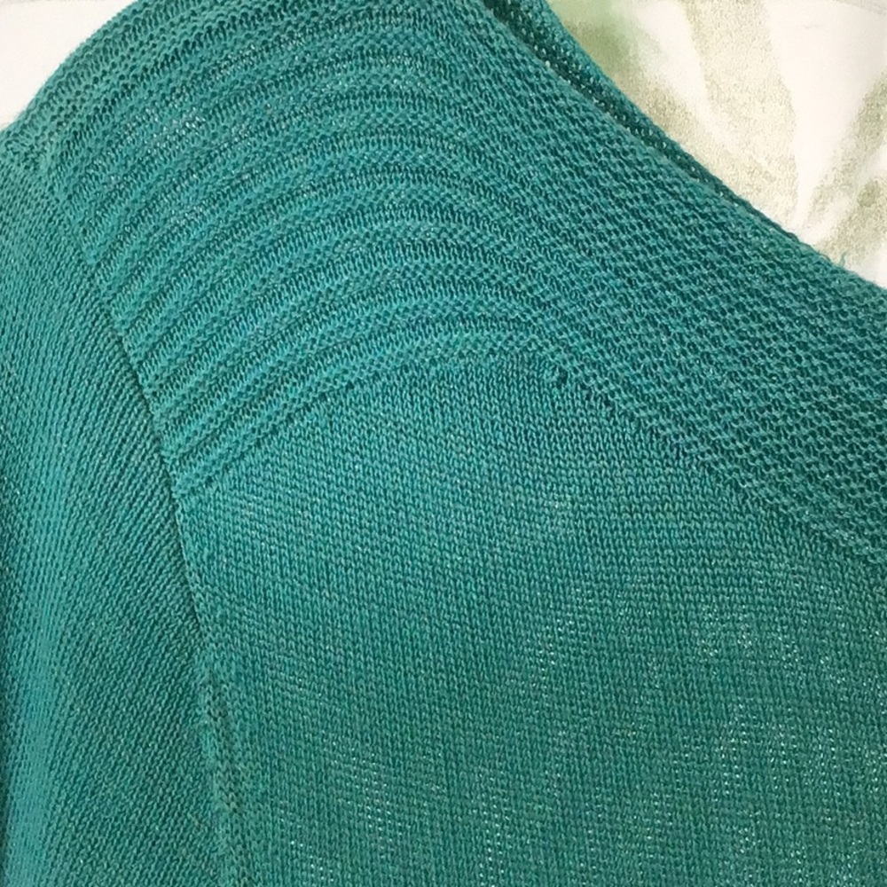 Chico’s stylish shades of Teal Ombre Sweater with 3 quarter sleeves. Sz 1 (8-10) - Picture 2 of 10